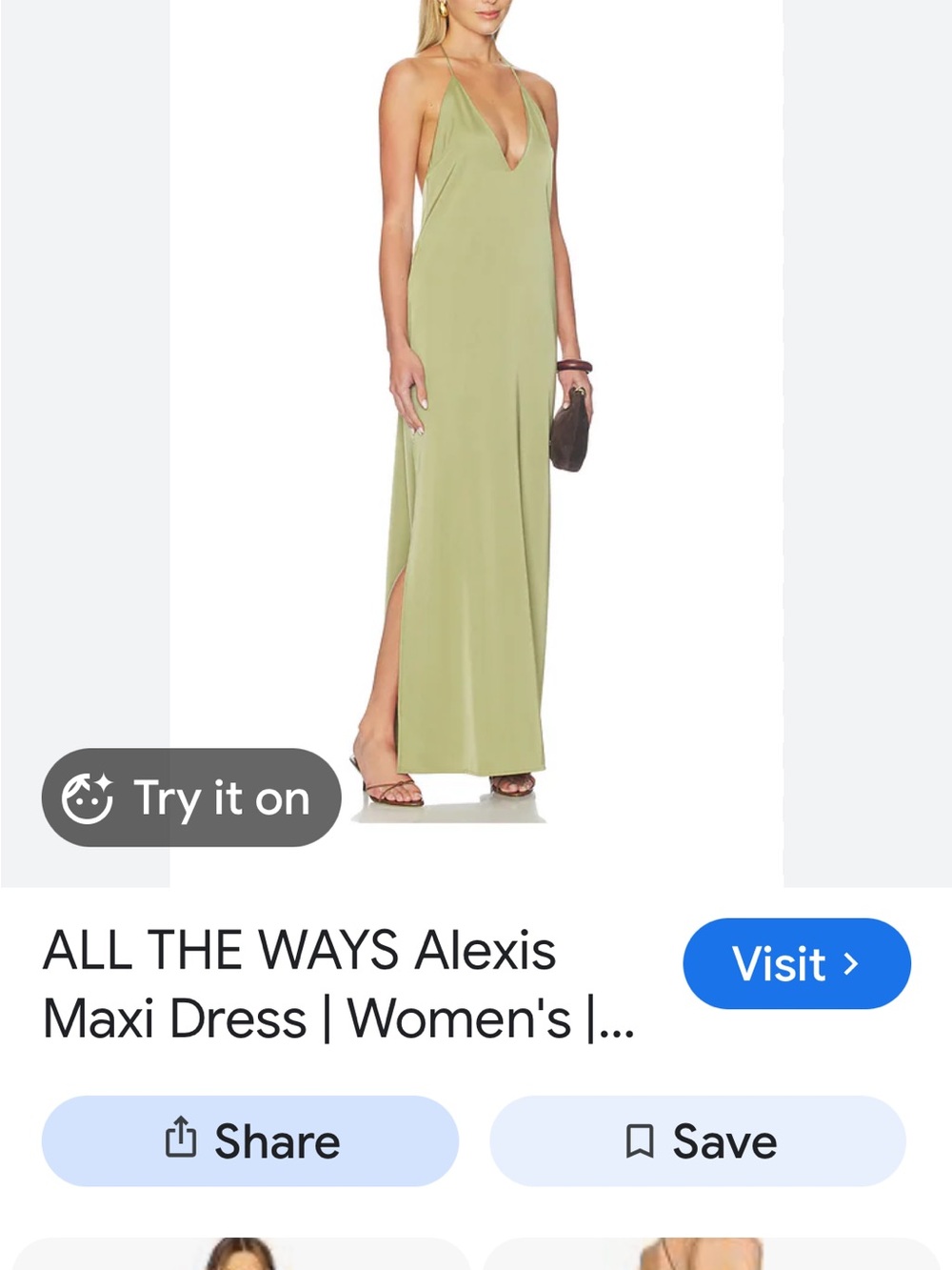 ALL THE WAYS Alexis Olive Green Halter Maxi Dress - Women's V-Neck